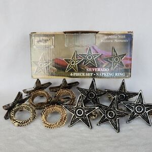 Vintage Western Moments Silverado Star Napkin Rings - Set of 9 - Rustic Decor